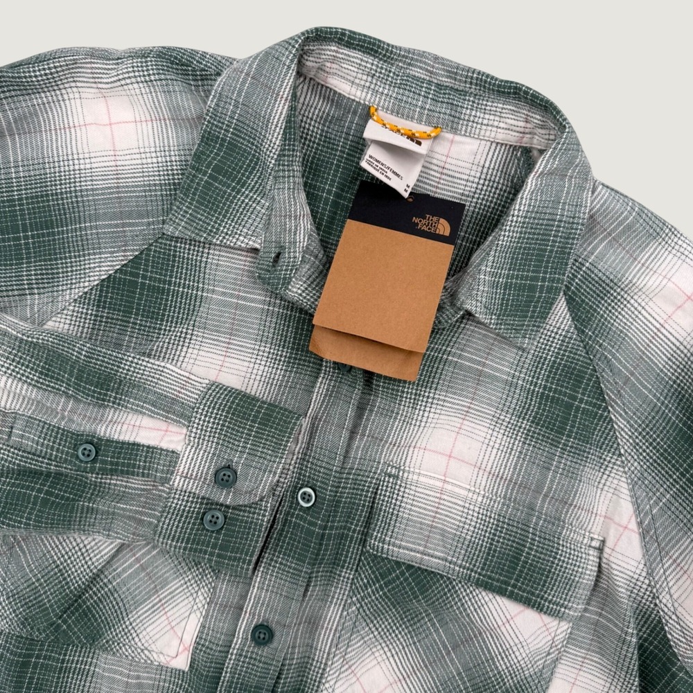 The North Face Set Up Flannel Shirt Womens Medium Dark Sage 100 Cotton Plaid